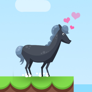 Pony crossing the river