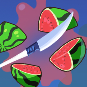 Throwing knife into fruit