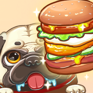 Dogs eat hamburgers