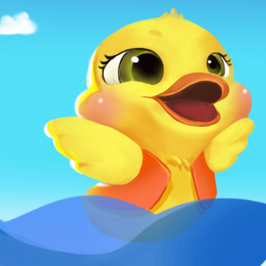 Ducklings cross the river